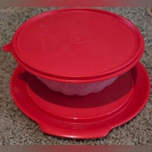 Vibrant Red and White Jel-N-Serve Jello Mold Set